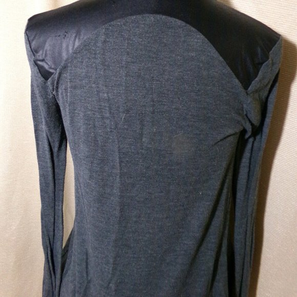 FULL TILT Cardigan Sweater XS Gray black pleather trim Open front Lightweight LS - Picture 10 of 11